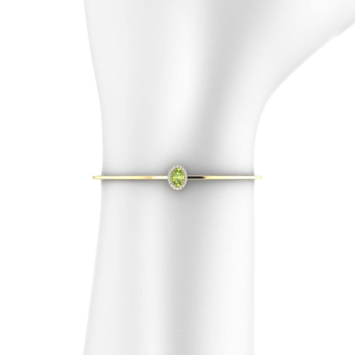 Solar | 18k Yellow Gold 7 x 5 mm Oval Peridot Bangle
