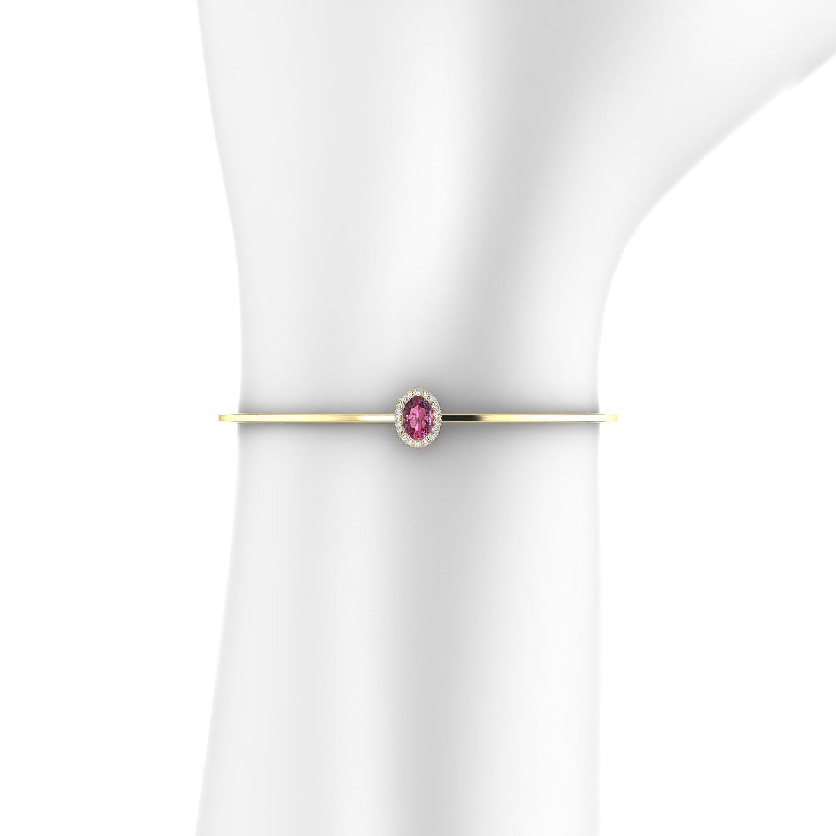 Solar | 18k Yellow Gold 7 x 5 mm Oval Rhodolite Bangle