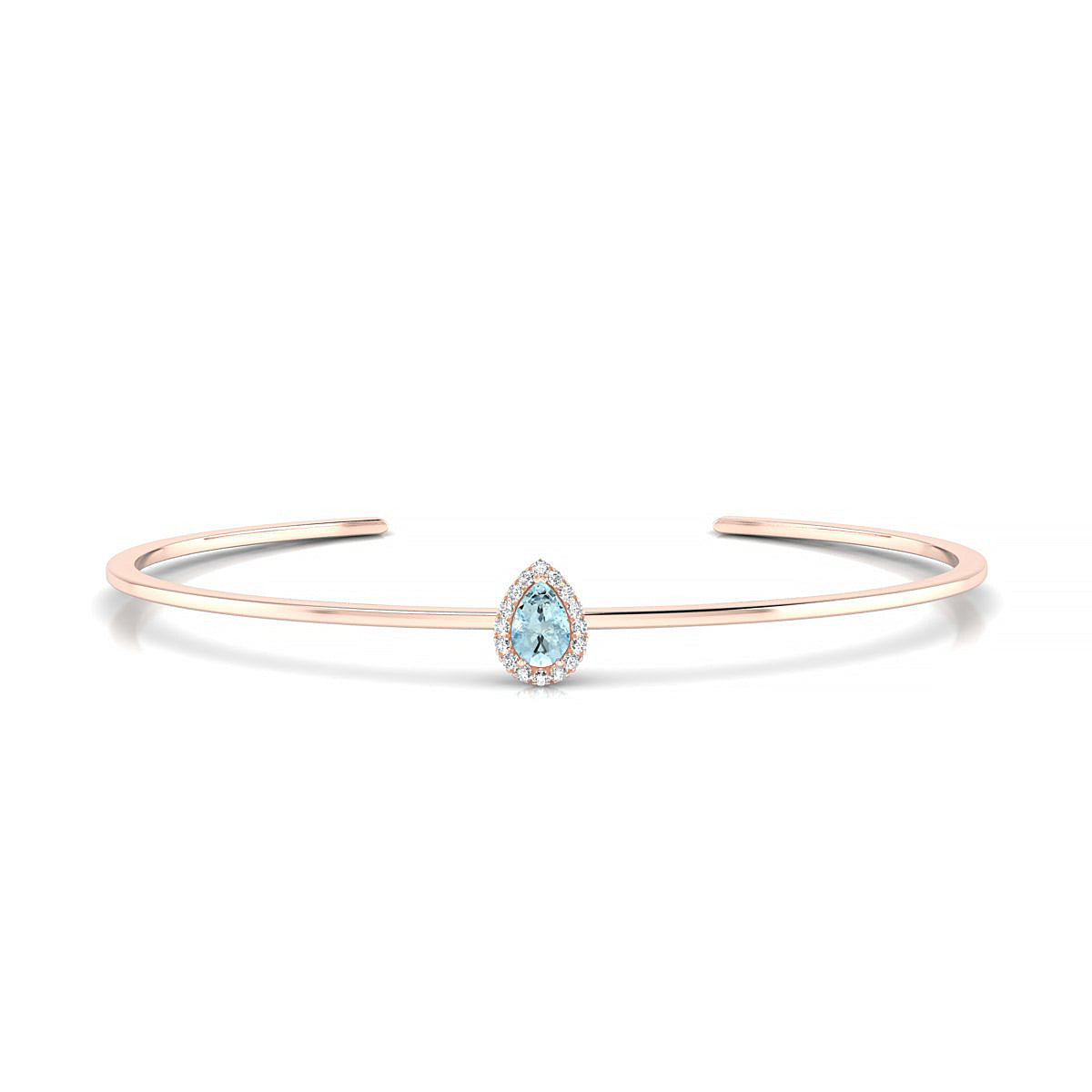 Solar | 18k Rose Gold 6 x 4 mm Pear Aquamarine Bangle