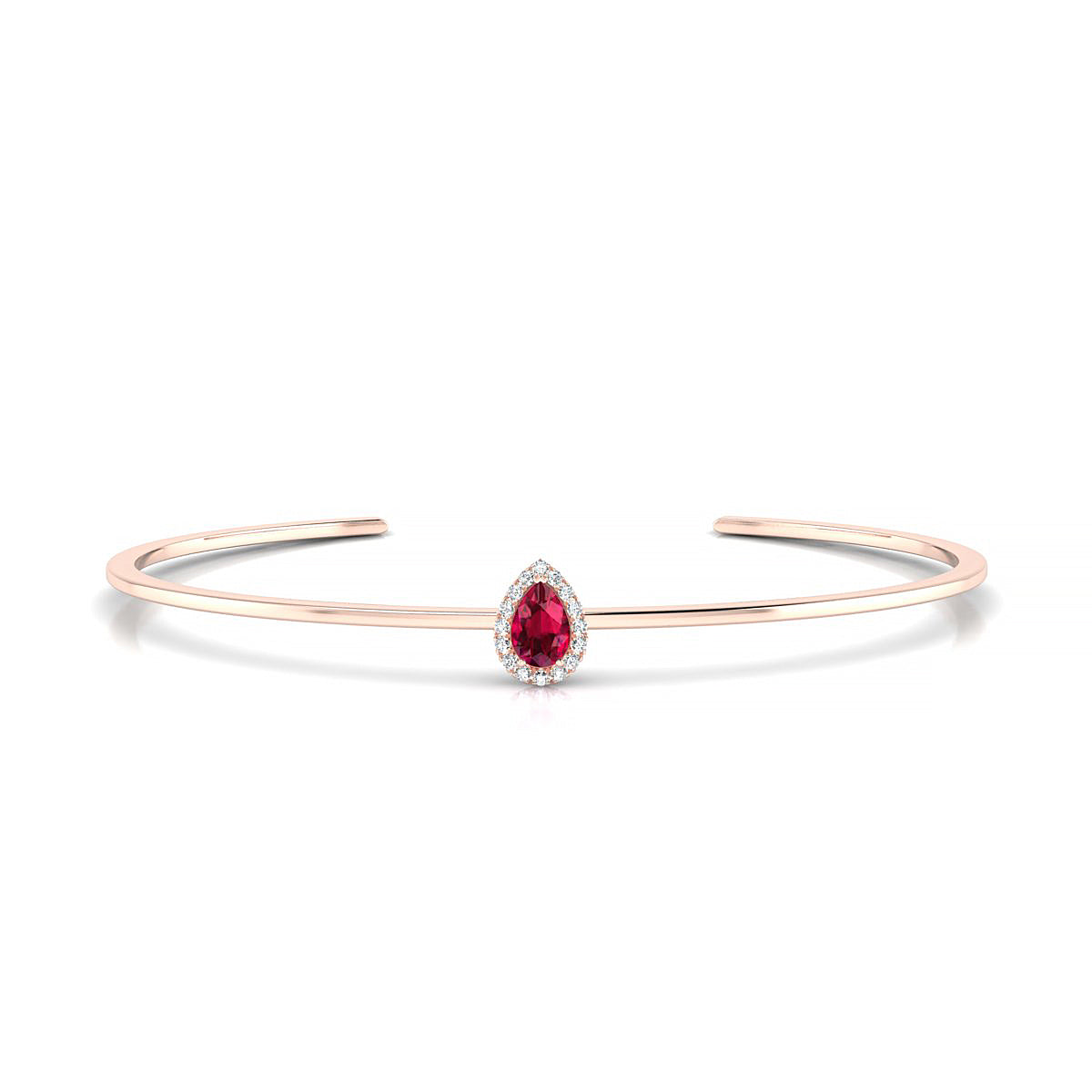 Solar | 18k Rose Gold 6 x 4 mm Pear Ruby Bangle