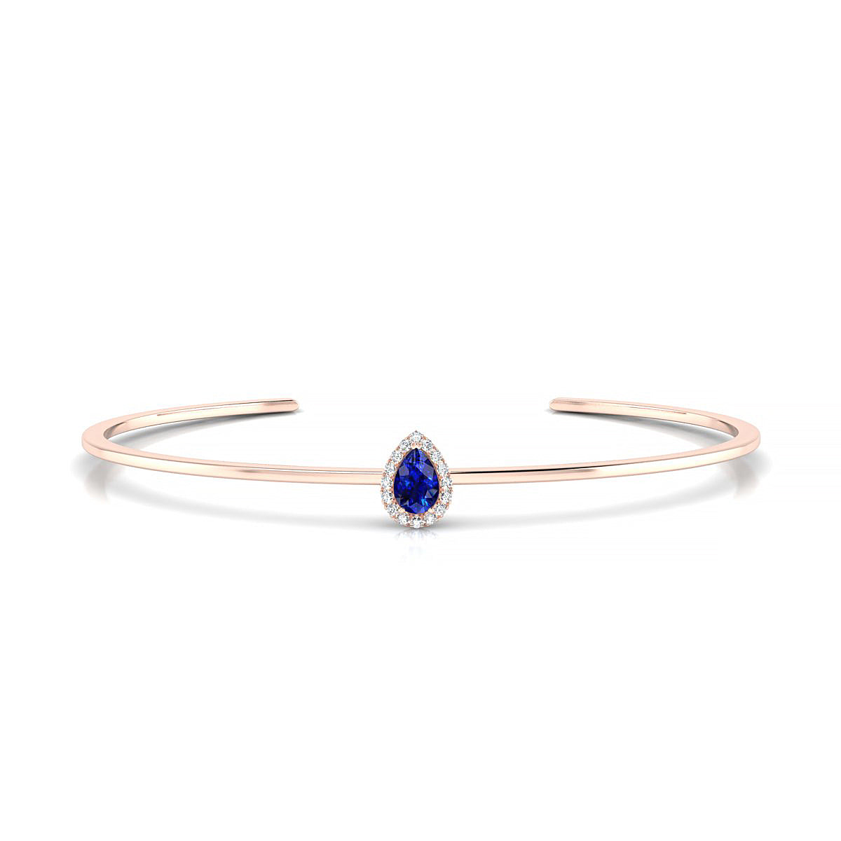 Solar | 18k Rose Gold 6 x 4 mm Pear Sapphire Bangle