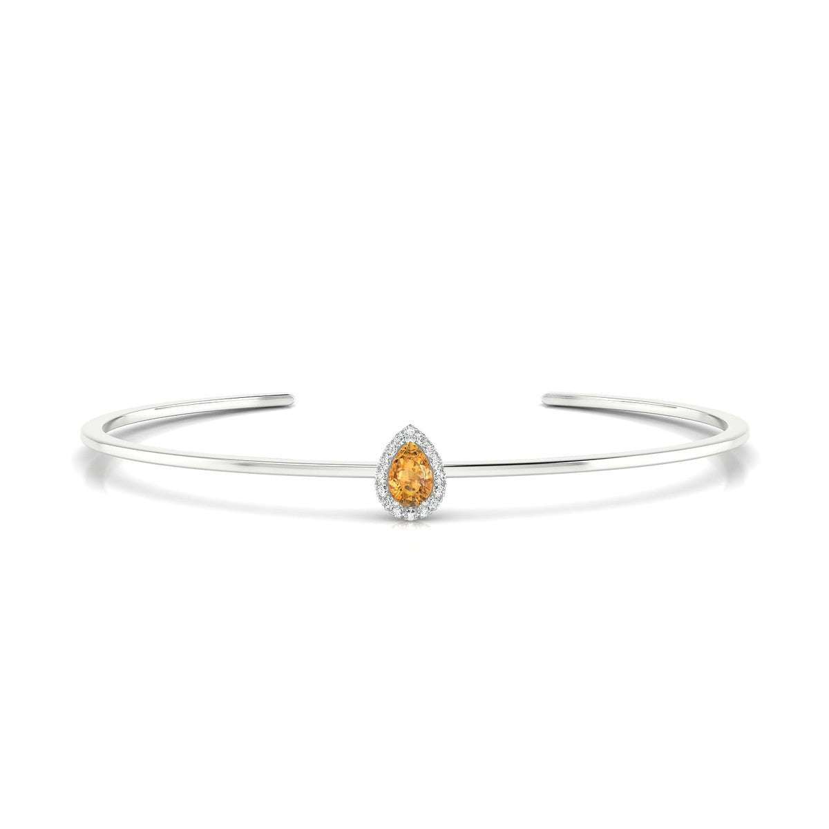 Solar | 18k White Gold 6 x 4 mm Pear Citrine Bangle