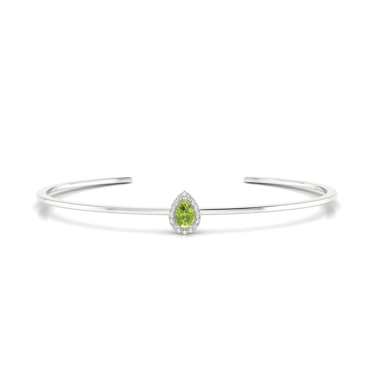 Solar | 18k White Gold 6 x 4 mm Pear Peridot Bangle