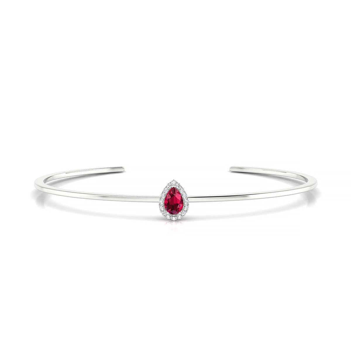 Solar | 18k White Gold 6 x 4 mm Pear Ruby Bangle