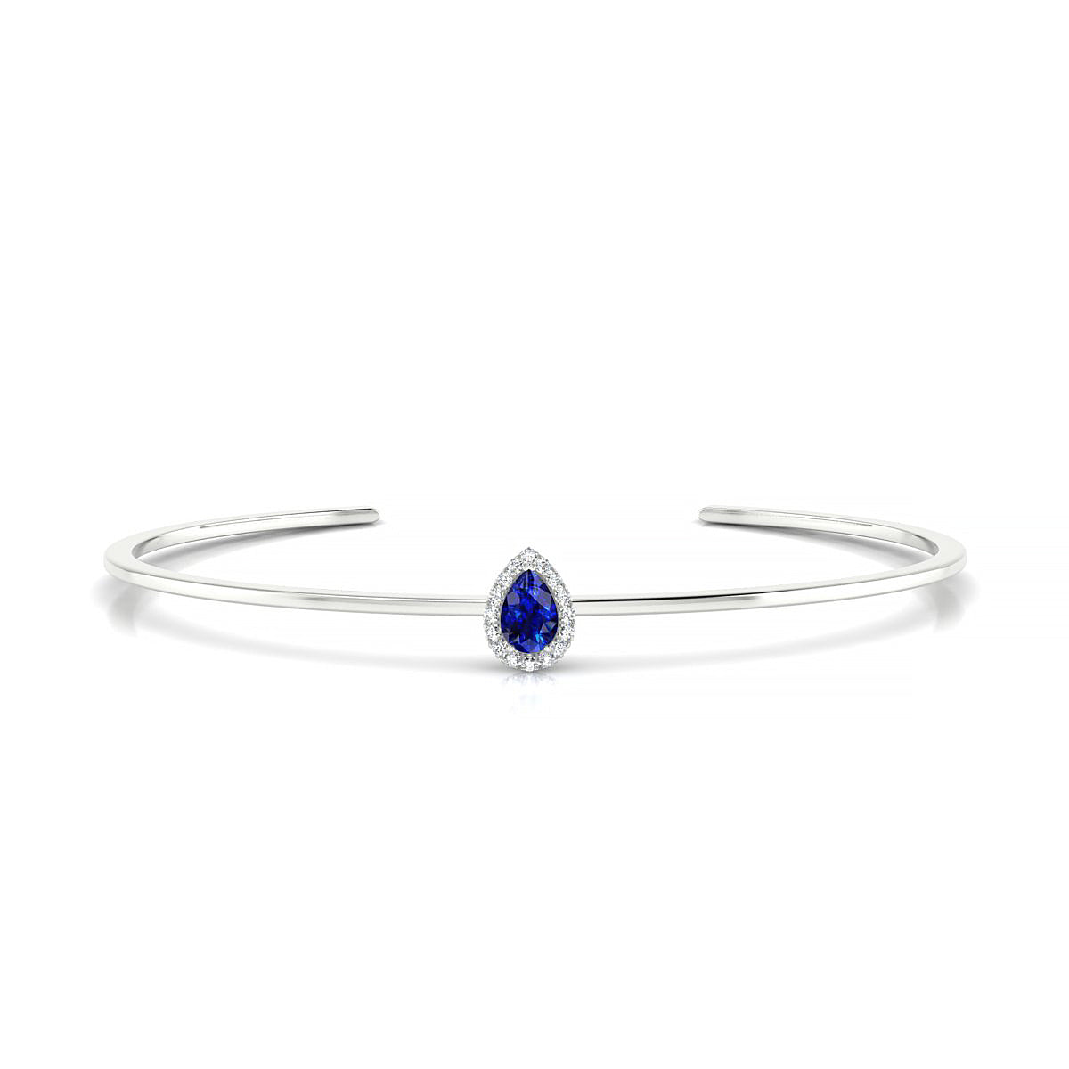 Solar | 18k White Gold 6 x 4 mm Pear Sapphire Bangle