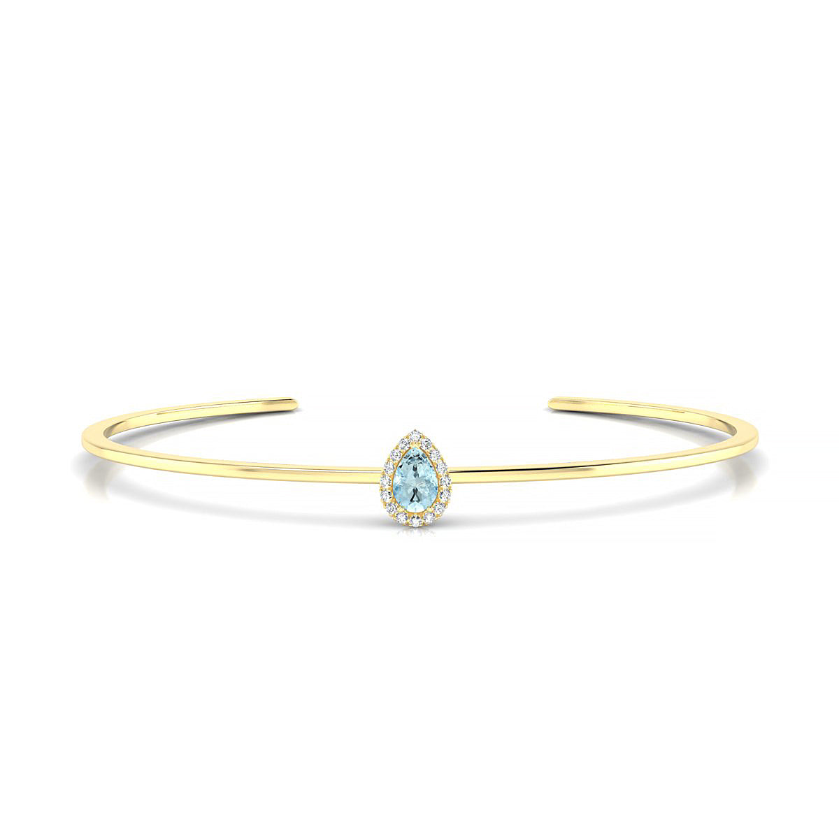 Solar | 18k Yellow Gold 6 x 4 mm Pear Aquamarine Bangle