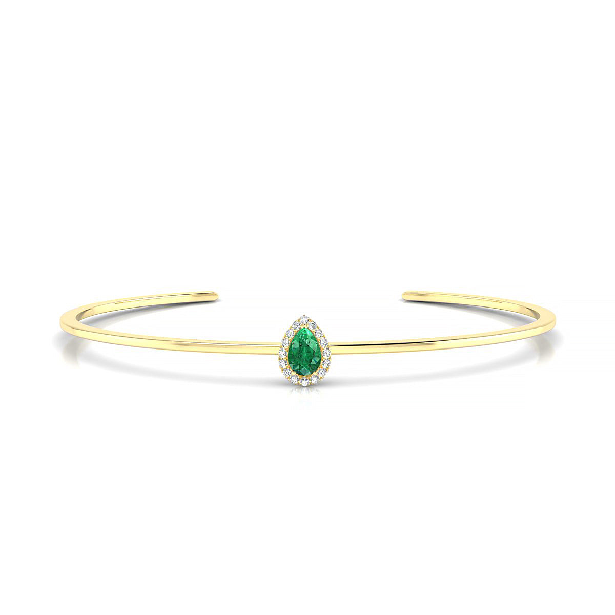 Solar | 18k Yellow Gold 6 x 4 mm Pear Emerald Bangle