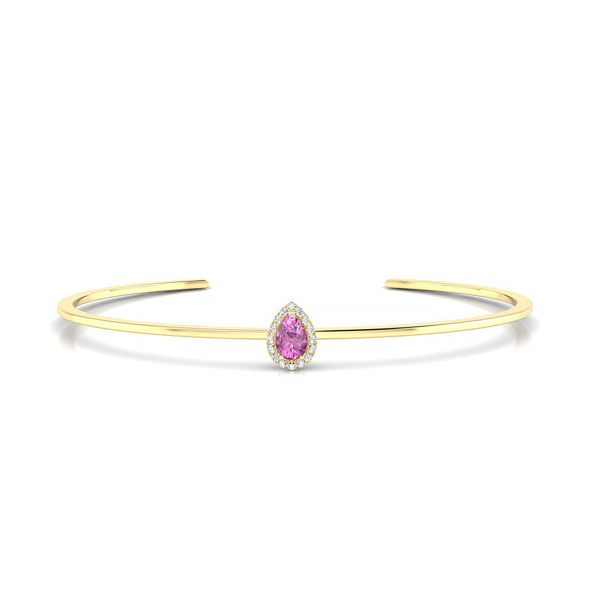 Solar | 18k Yellow Gold 6 x 4 mm Pear Pink Sapphire Bangle