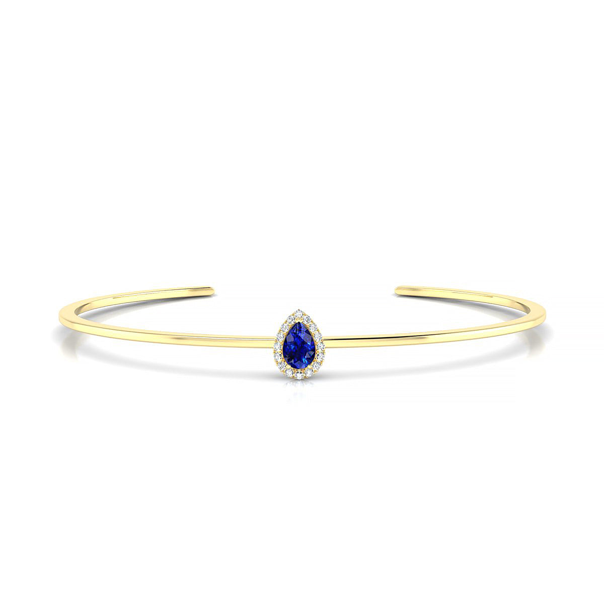 Solar | 18k Yellow Gold 6 x 4 mm Pear Sapphire Bangle