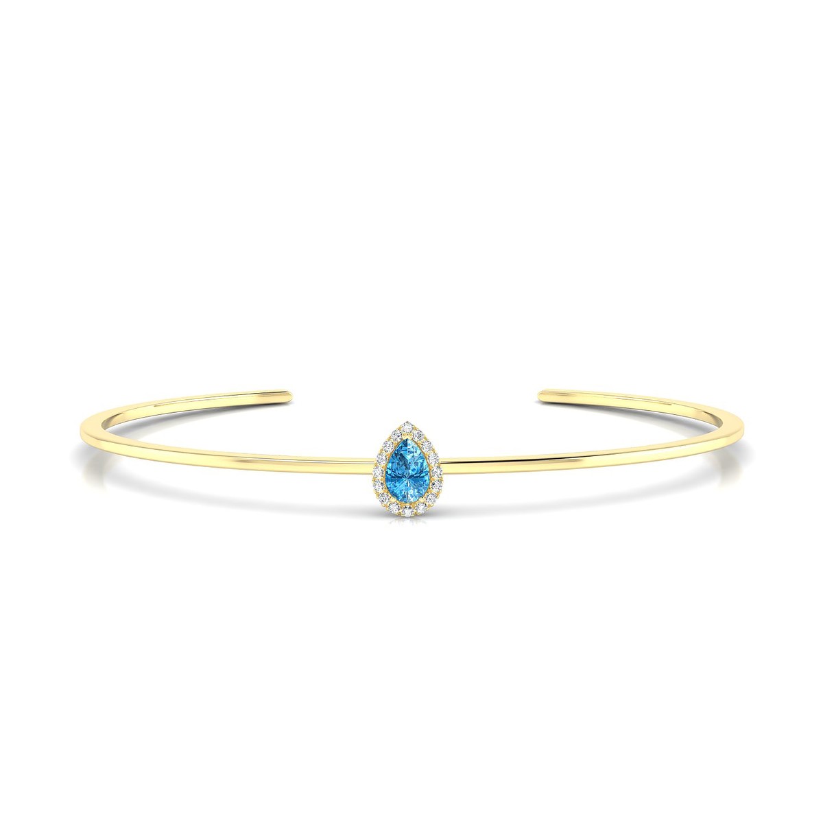 Solar | 18k Yellow Gold 6 x 4 mm Pear Topaz Bangle