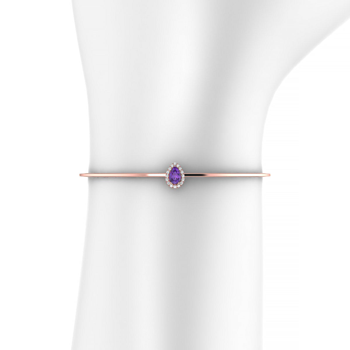 Solar | 18k Rose Gold 6 x 4 mm Pear Amethyst Bangle