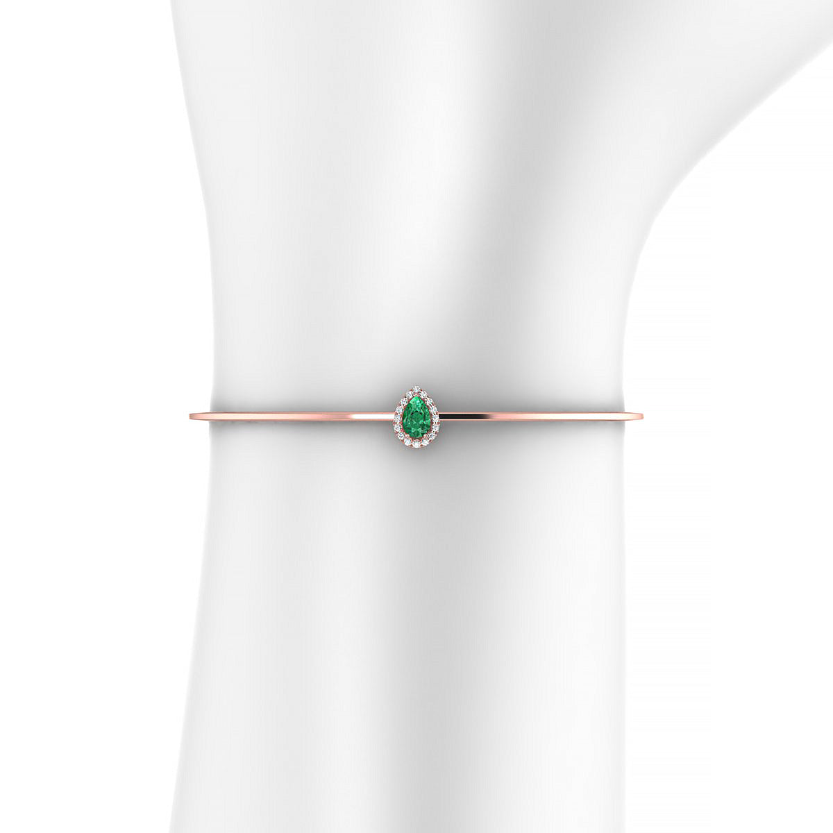 Solar | 18k Rose Gold 6 x 4 mm Pear Emerald Bangle