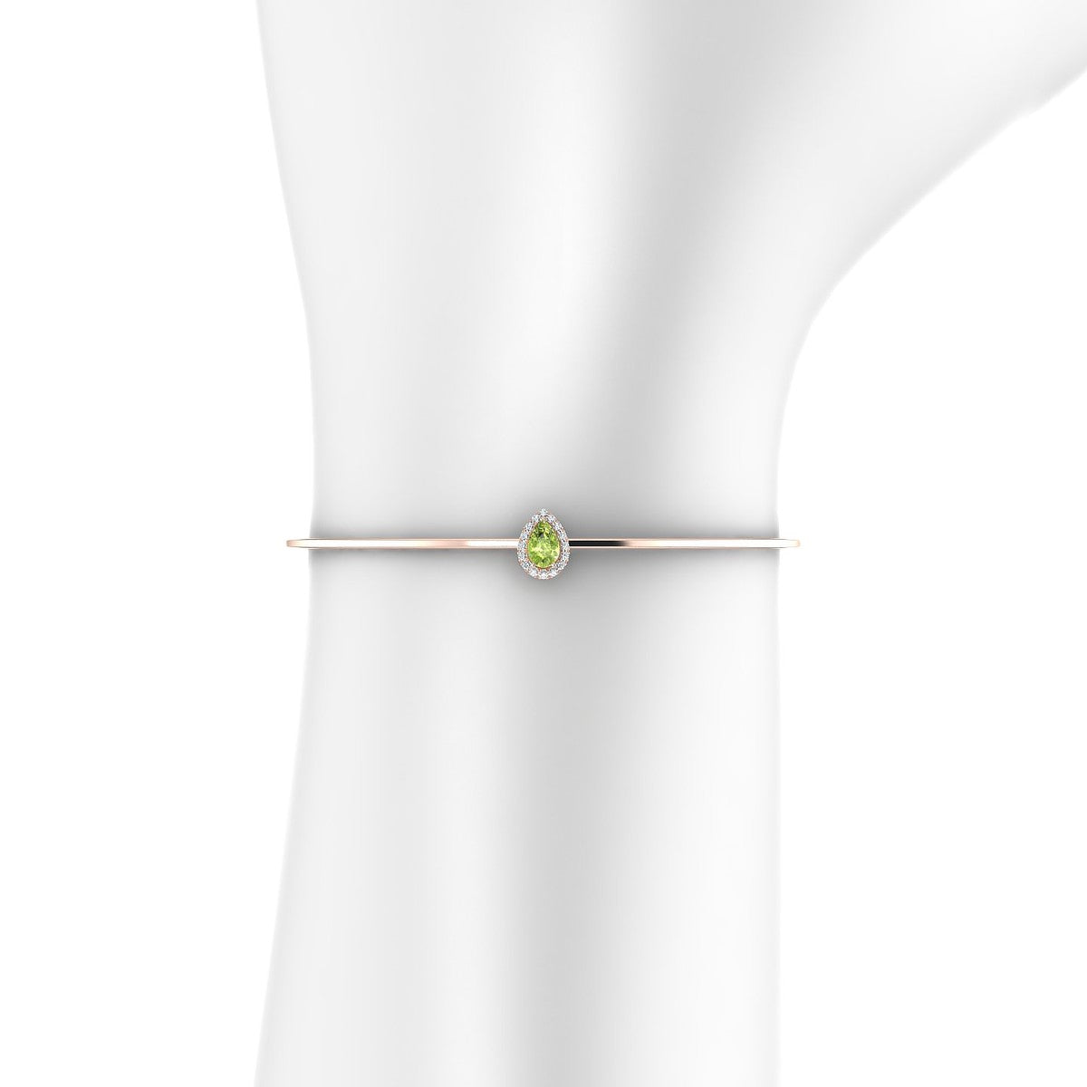 Solar | 18k Rose Gold 6 x 4 mm Pear Peridot Bangle