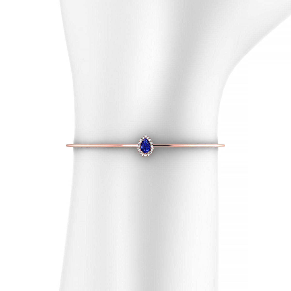 Solar | 18k Rose Gold 6 x 4 mm Pear Sapphire Bangle