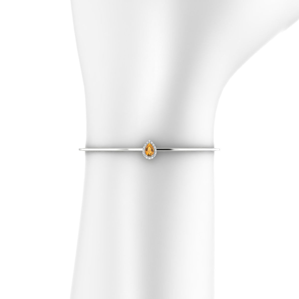 Solar | 18k White Gold 6 x 4 mm Pear Citrine Bangle
