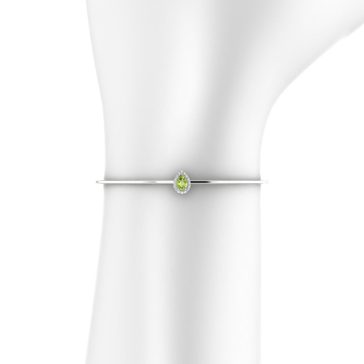 Solar | 18k White Gold 6 x 4 mm Pear Peridot Bangle
