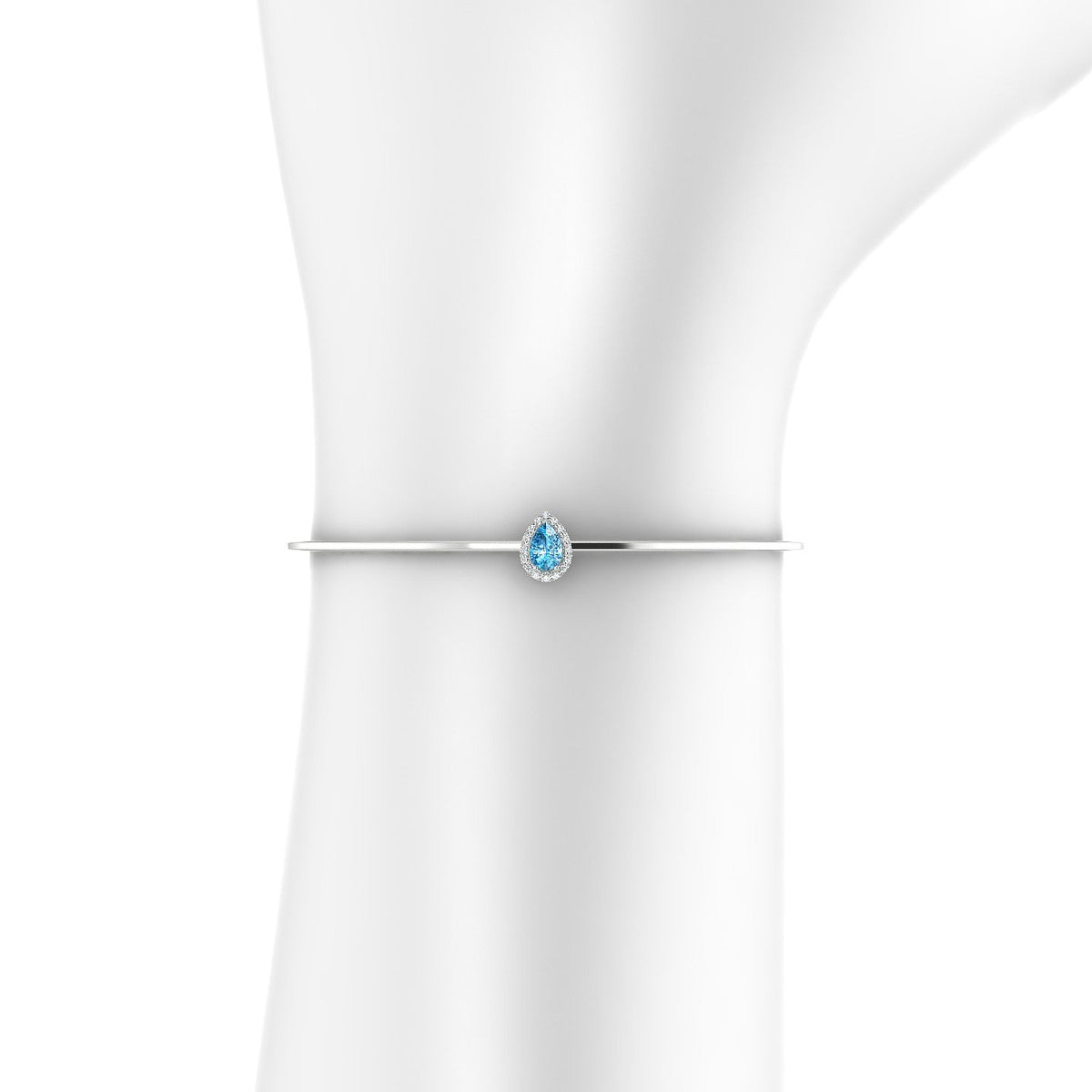Solar | 18k White Gold 6 x 4 mm Pear Topaz Bangle