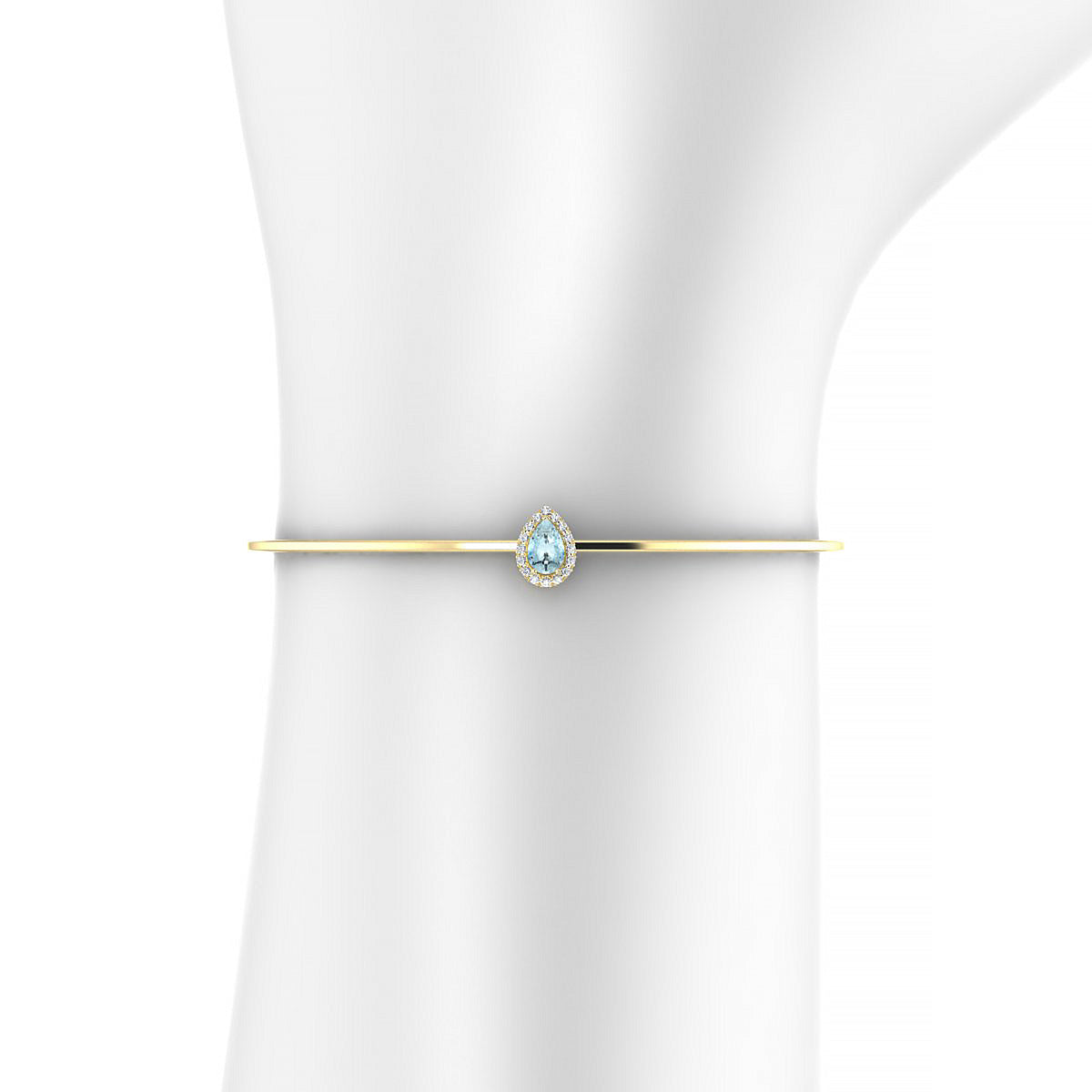 Solar | 18k Yellow Gold 6 x 4 mm Pear Aquamarine Bangle