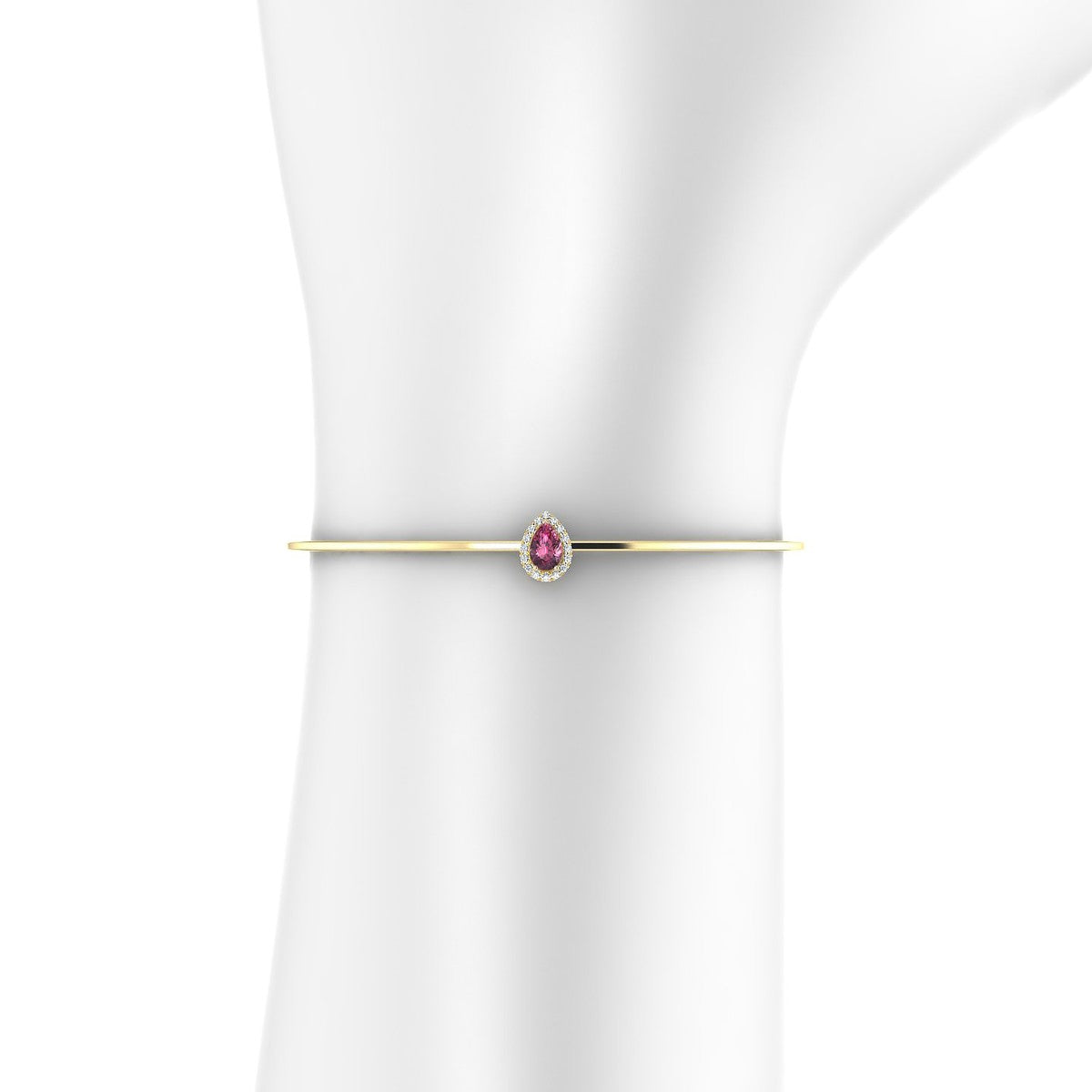 Solar | 18k Yellow Gold 6 x 4 mm Pear Rhodolite Bangle