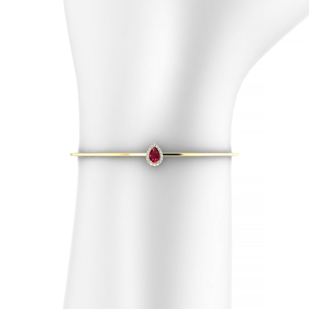 Solar | 18k Yellow Gold 6 x 4 mm Pear Ruby Bangle