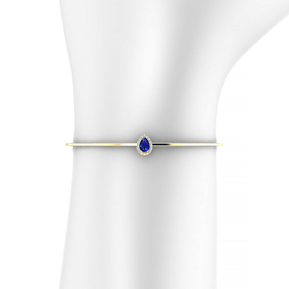 Solar | 18k Yellow Gold 6 x 4 mm Pear Sapphire Bangle