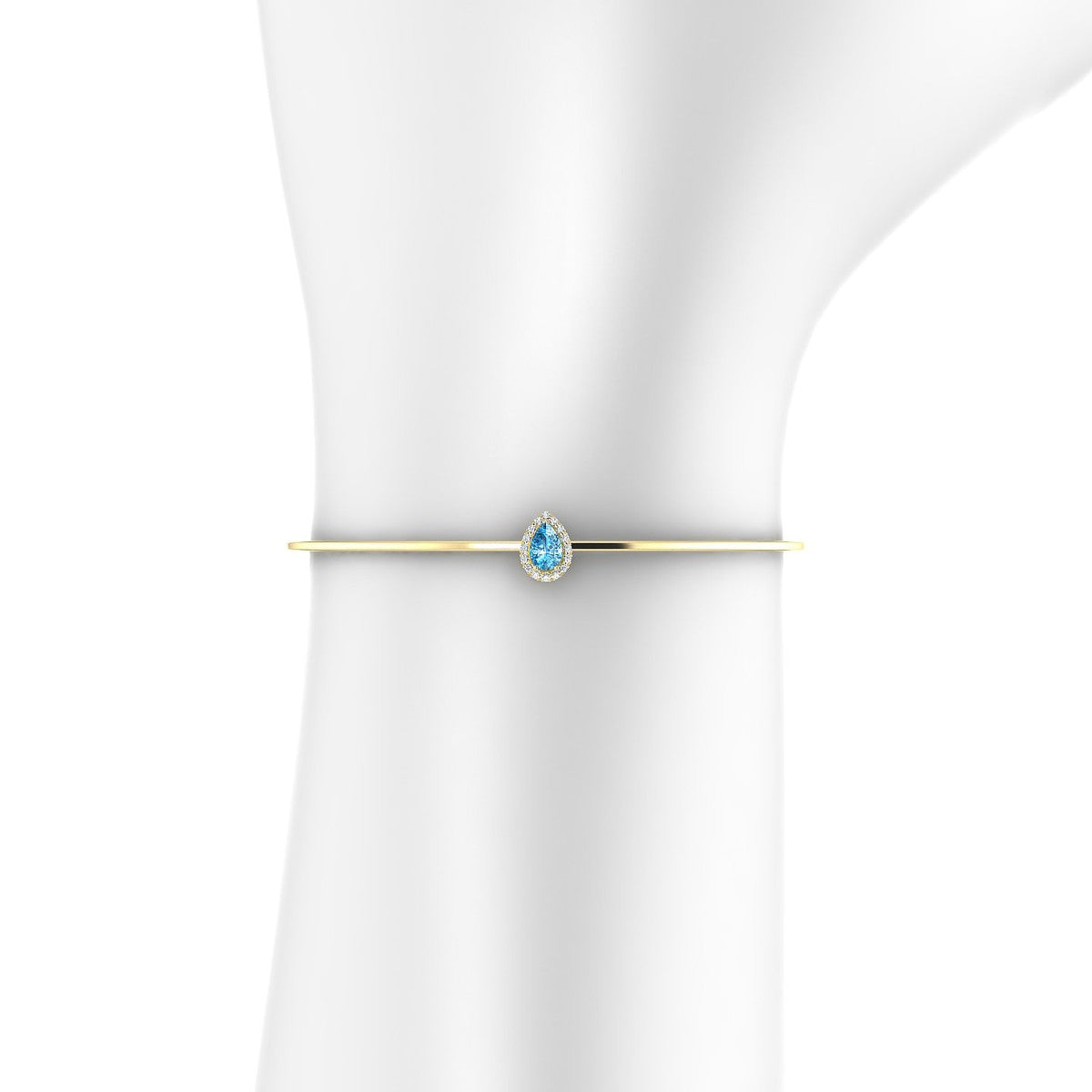 Solar | 18k Yellow Gold 6 x 4 mm Pear Topaz Bangle