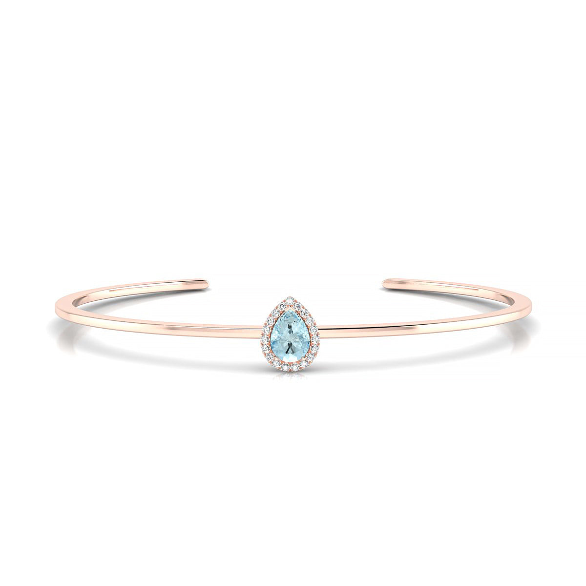 Solar | 18k Rose Gold 7 x 5 mm Pear Aquamarine Bangle