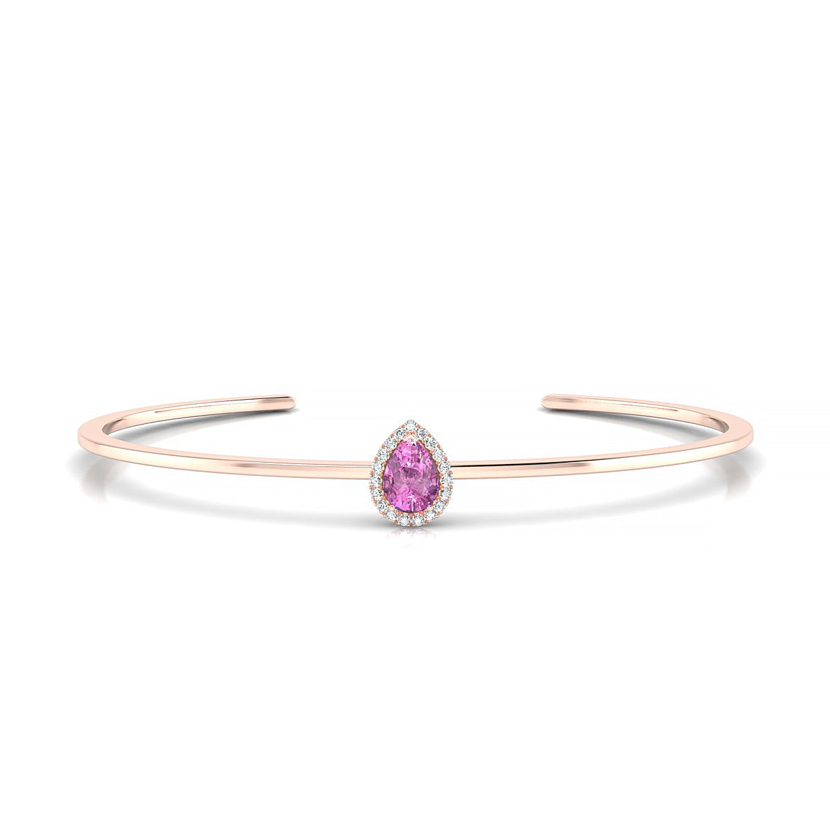 Solar | 18k Rose Gold 7 x 5 mm Pear Pink Sapphire Bangle