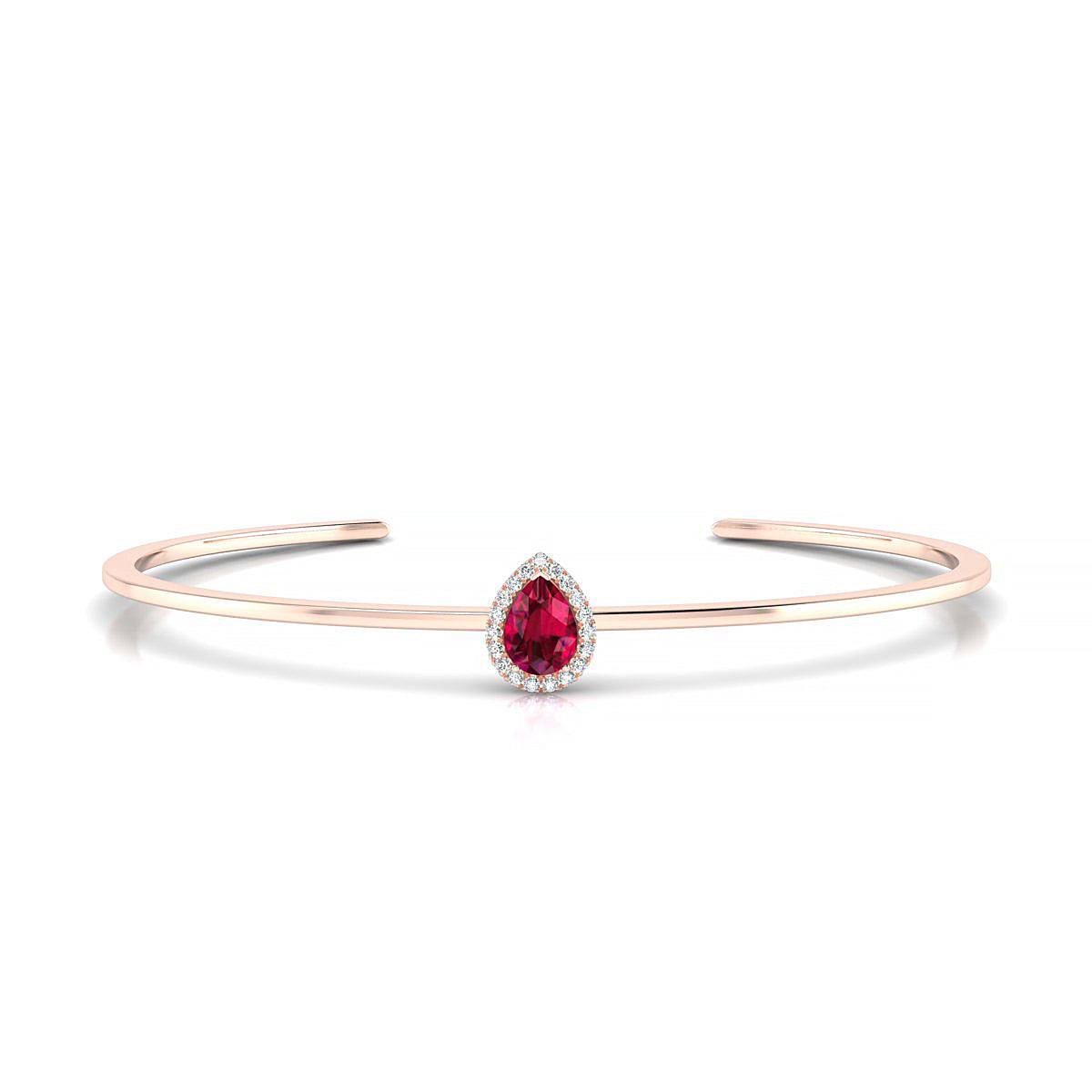 Solar | 18k Rose Gold 7 x 5 mm Pear Ruby Bangle