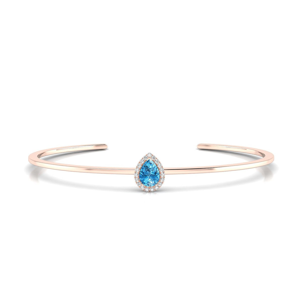 Solar | 18k Rose Gold 7 x 5 mm Pear Topaz Bangle