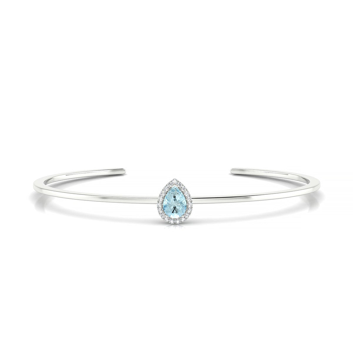 Solar | 18k White Gold 7 x 5 mm Pear Aquamarine Bangle