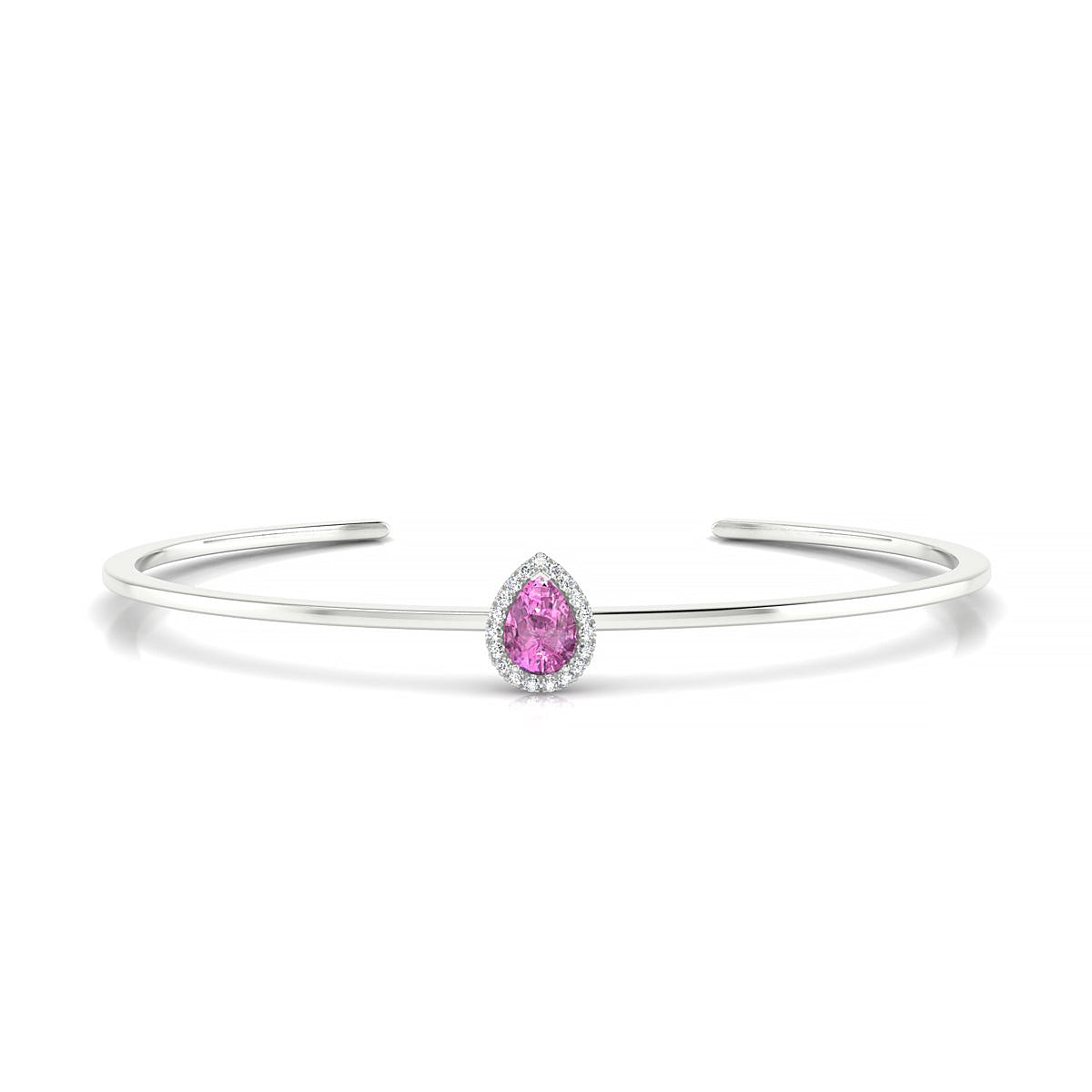 Solar | 18k White Gold 7 x 5 mm Pear Pink Sapphire Bangle