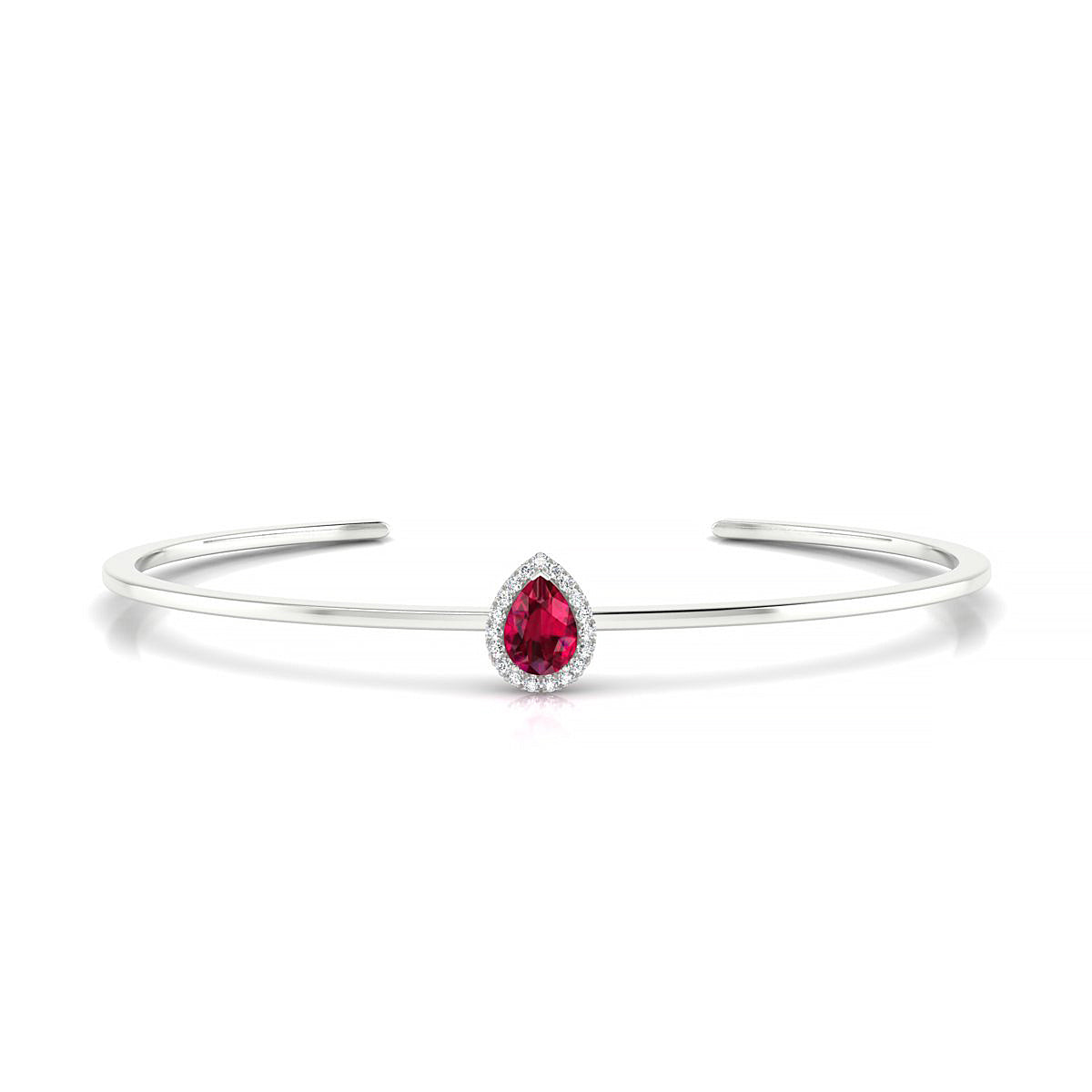 Solar | 18k White Gold 7 x 5 mm Pear Ruby Bangle