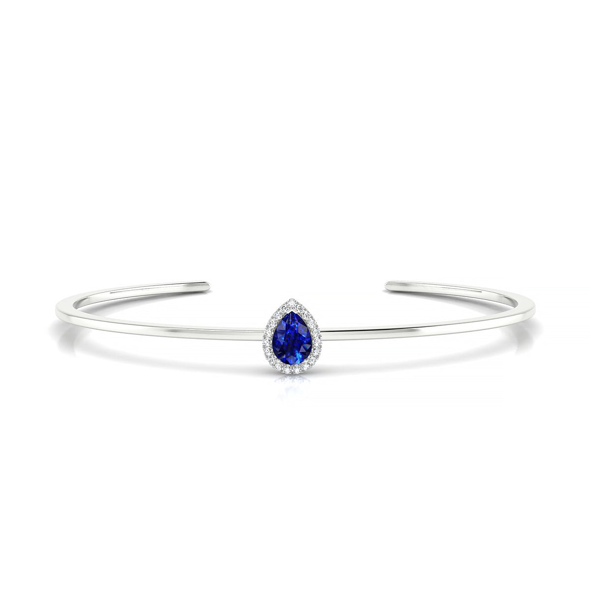 Solar | 18k White Gold 7 x 5 mm Pear Sapphire Bangle
