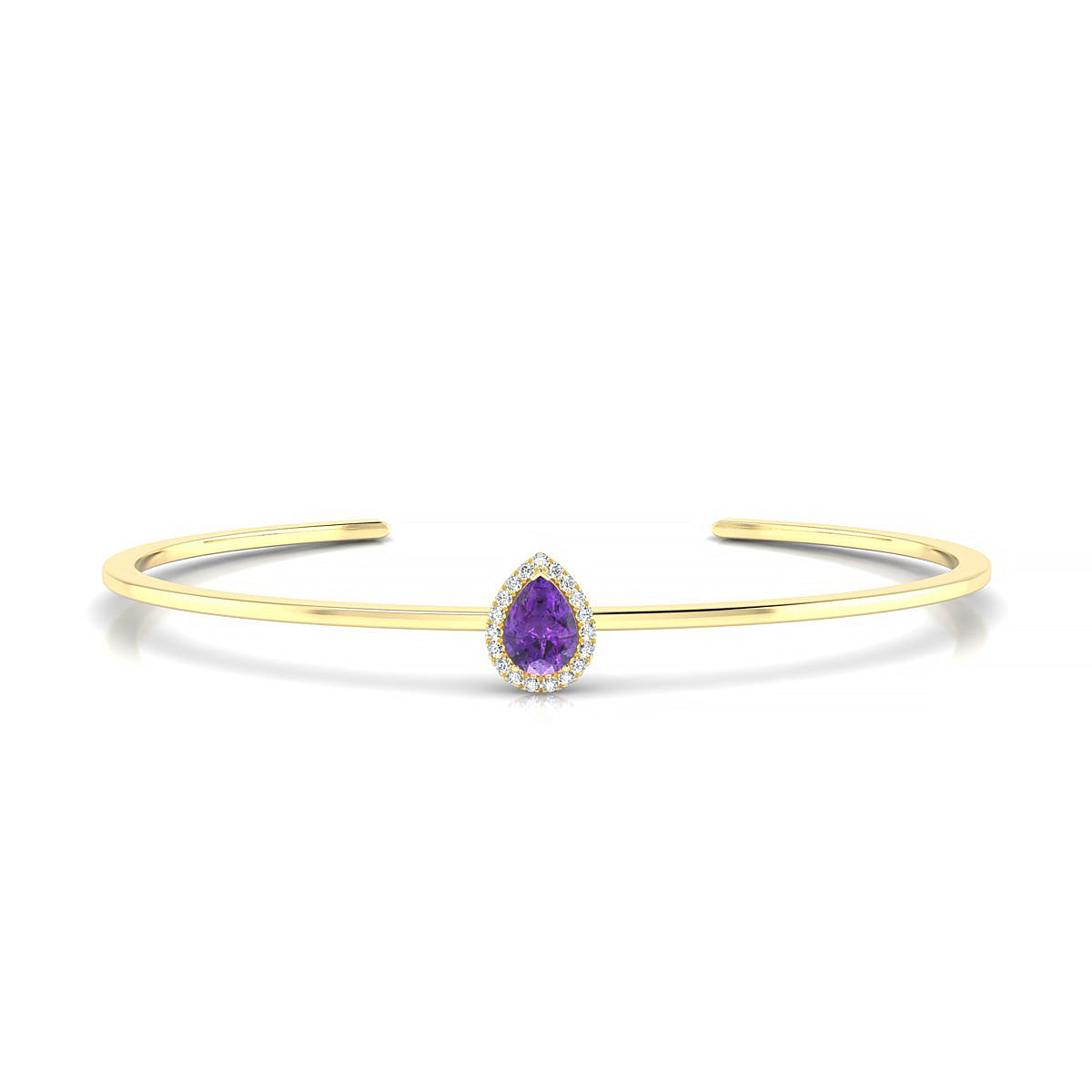 Solar | 18k Yellow Gold 7 x 5 mm Pear Amethyst Bangle