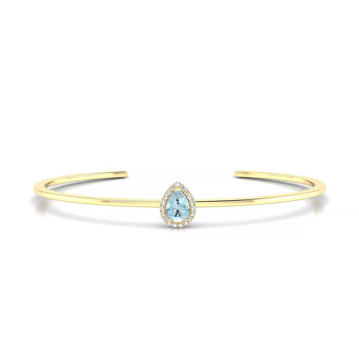 Solar | 18k Yellow Gold 7 x 5 mm Pear Aquamarine Bangle