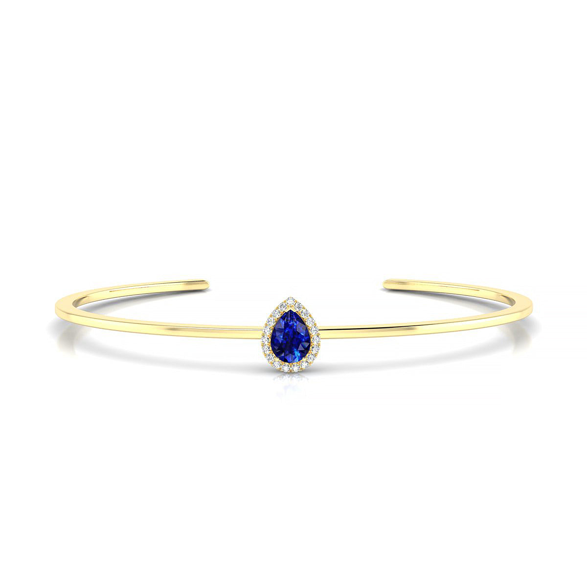 Solar | 18k Yellow Gold 7 x 5 mm Pear Sapphire Bangle