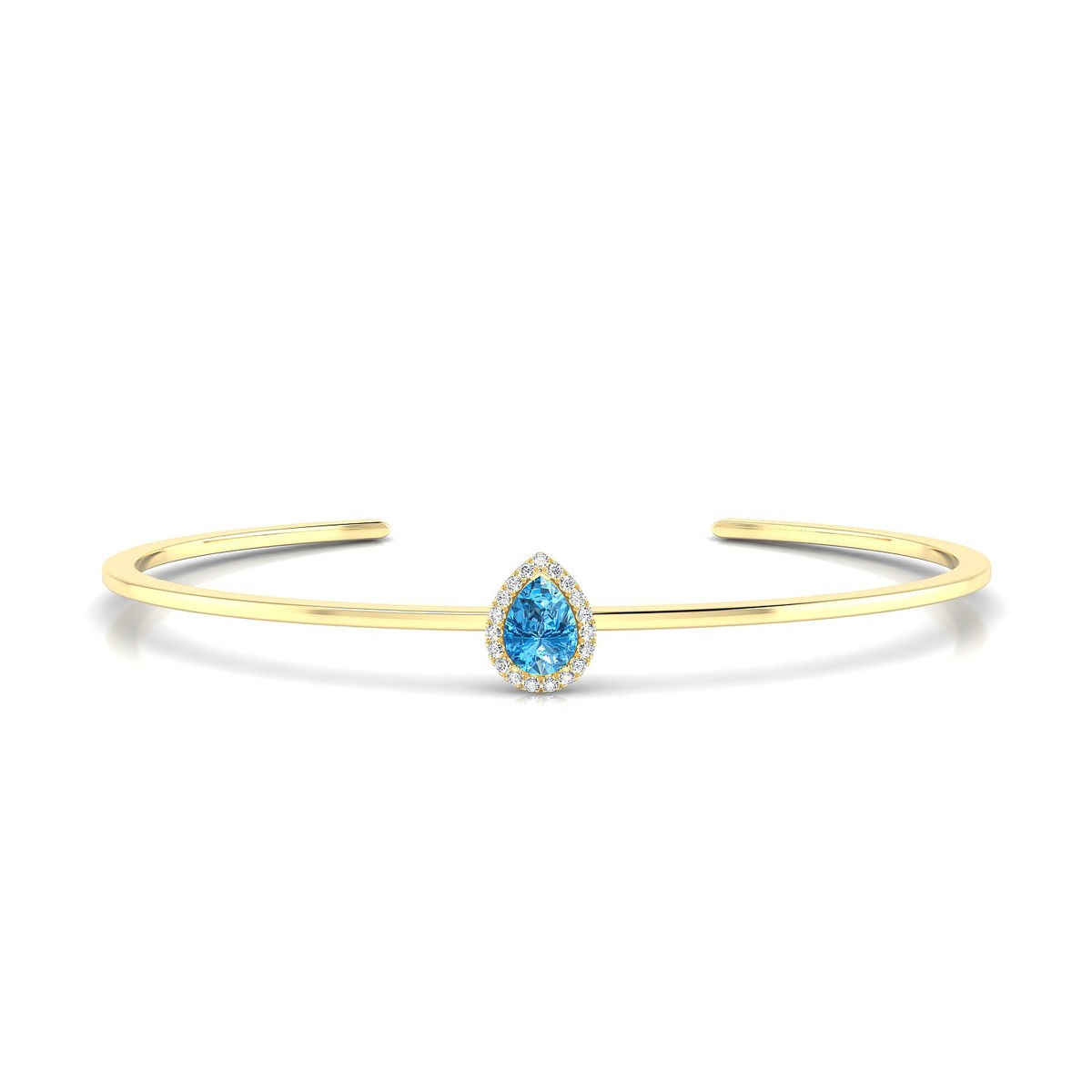 Solar | 18k Yellow Gold 7 x 5 mm Pear Topaz Bangle