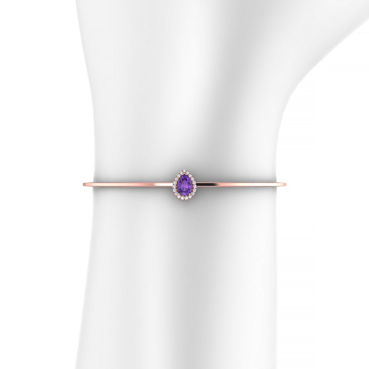Solar | 18k Rose Gold 7 x 5 mm Pear Amethyst Bangle