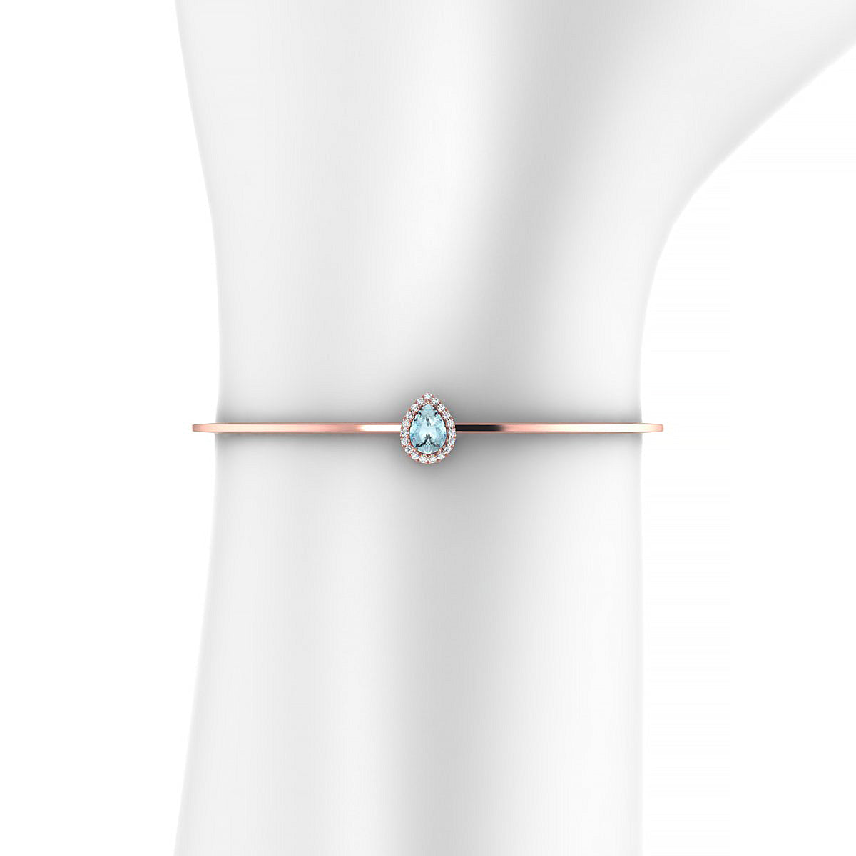 Solar | 18k Rose Gold 7 x 5 mm Pear Aquamarine Bangle