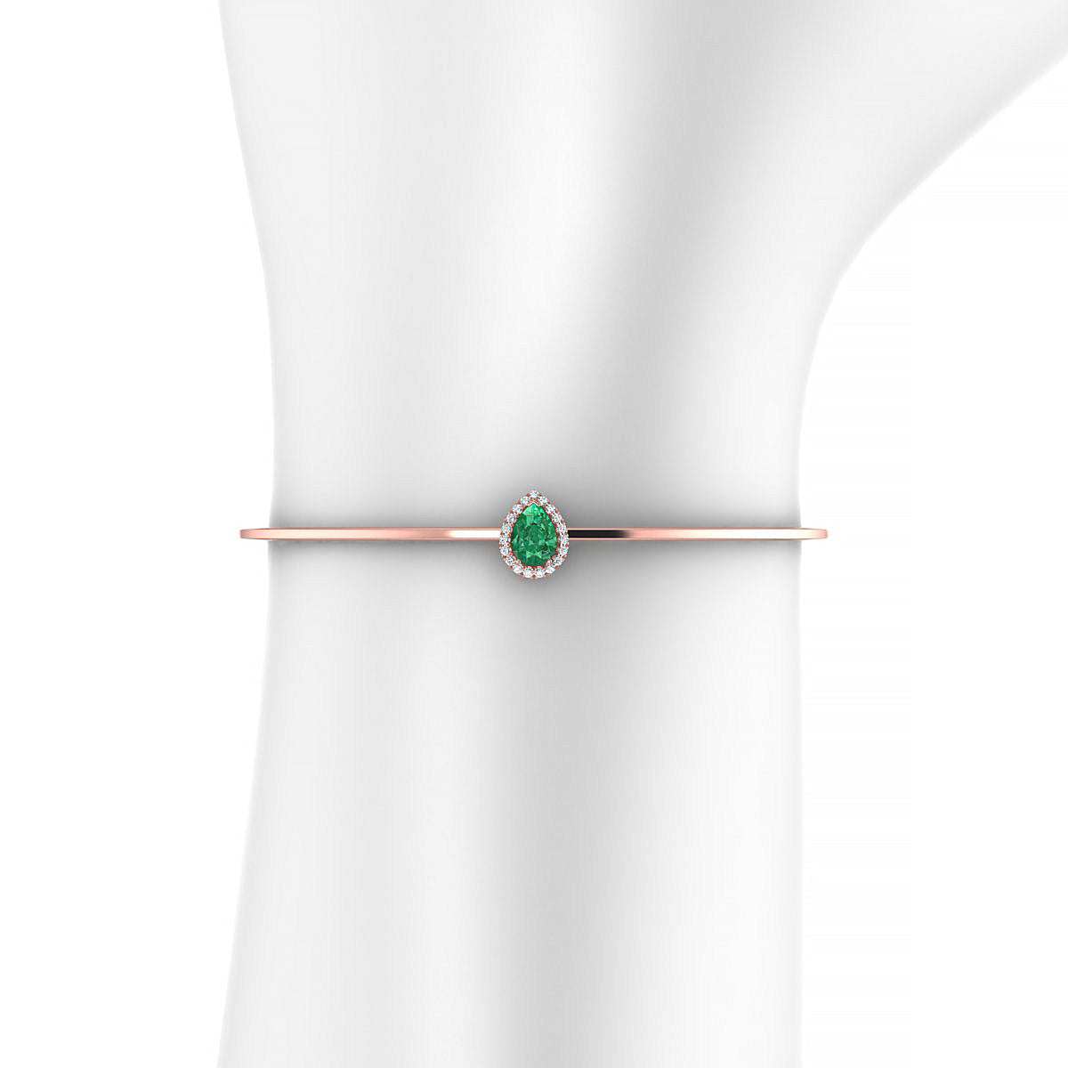 Solar | 18k Rose Gold 7 x 5 mm Pear Emerald Bangle