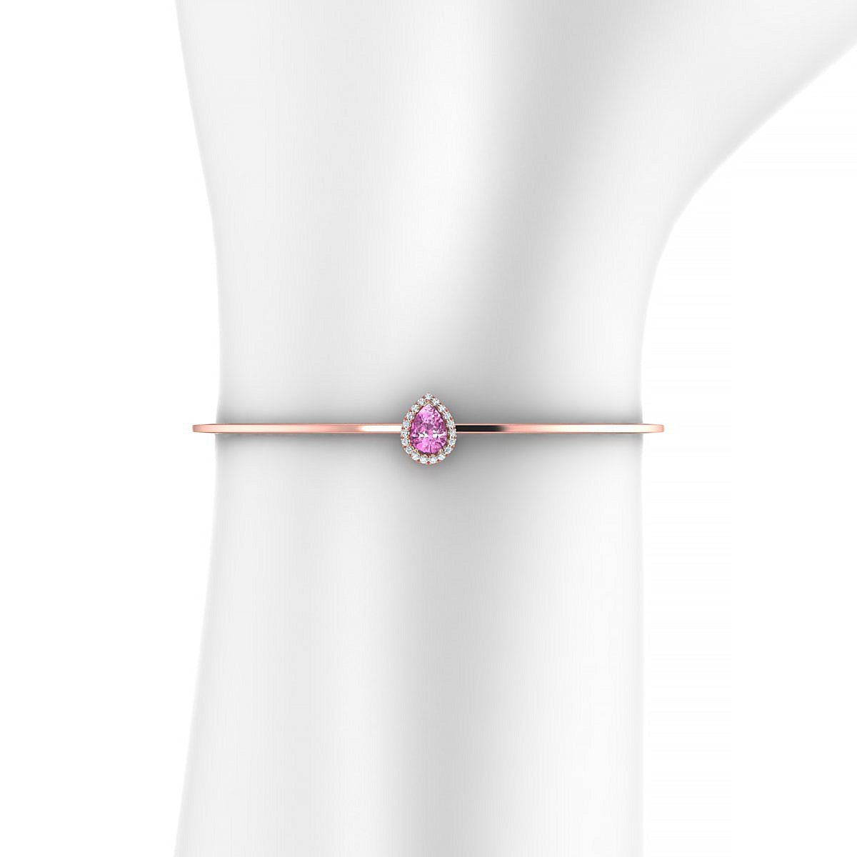 Solar | 18k Rose Gold 7 x 5 mm Pear Pink Sapphire Bangle