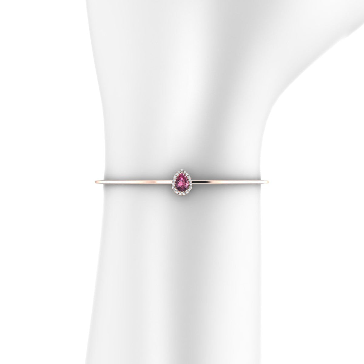 Solar | 18k Rose Gold 7 x 5 mm Pear Rhodolite Bangle