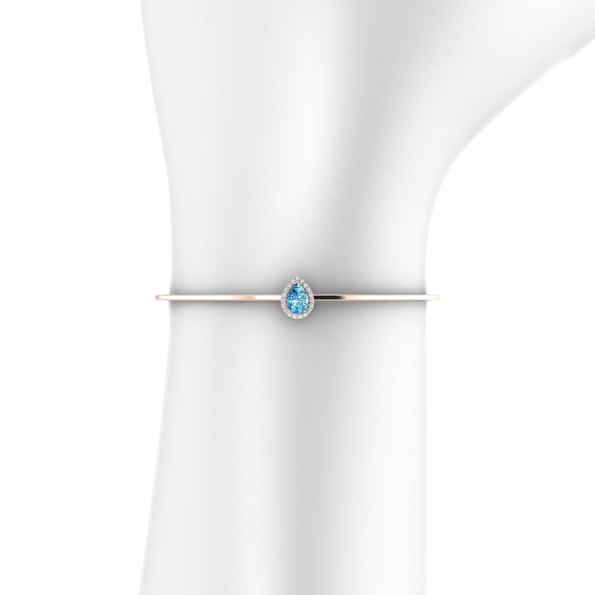 Solar | 18k Rose Gold 7 x 5 mm Pear Topaz Bangle