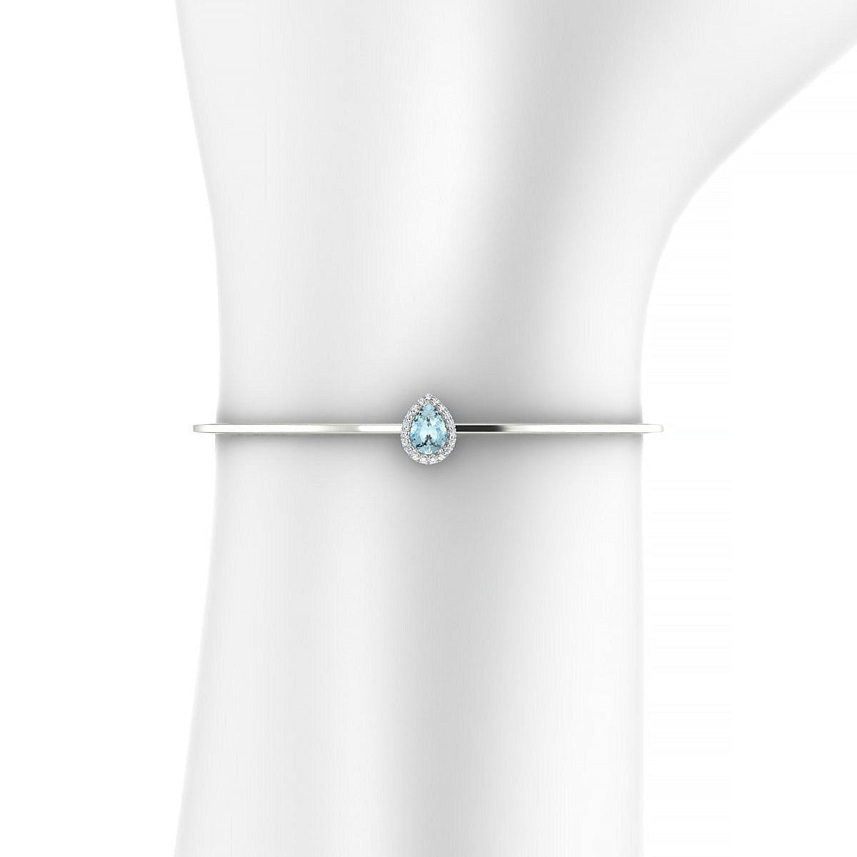 Solar | 18k White Gold 7 x 5 mm Pear Aquamarine Bangle