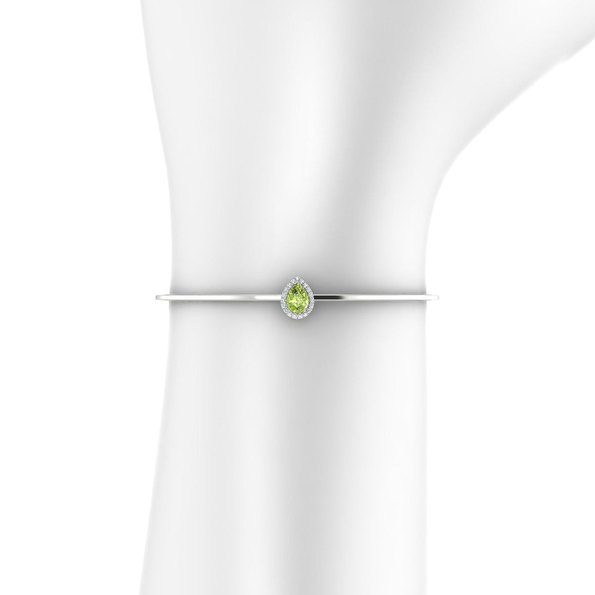 Solar | 18k White Gold 7 x 5 mm Pear Peridot Bangle