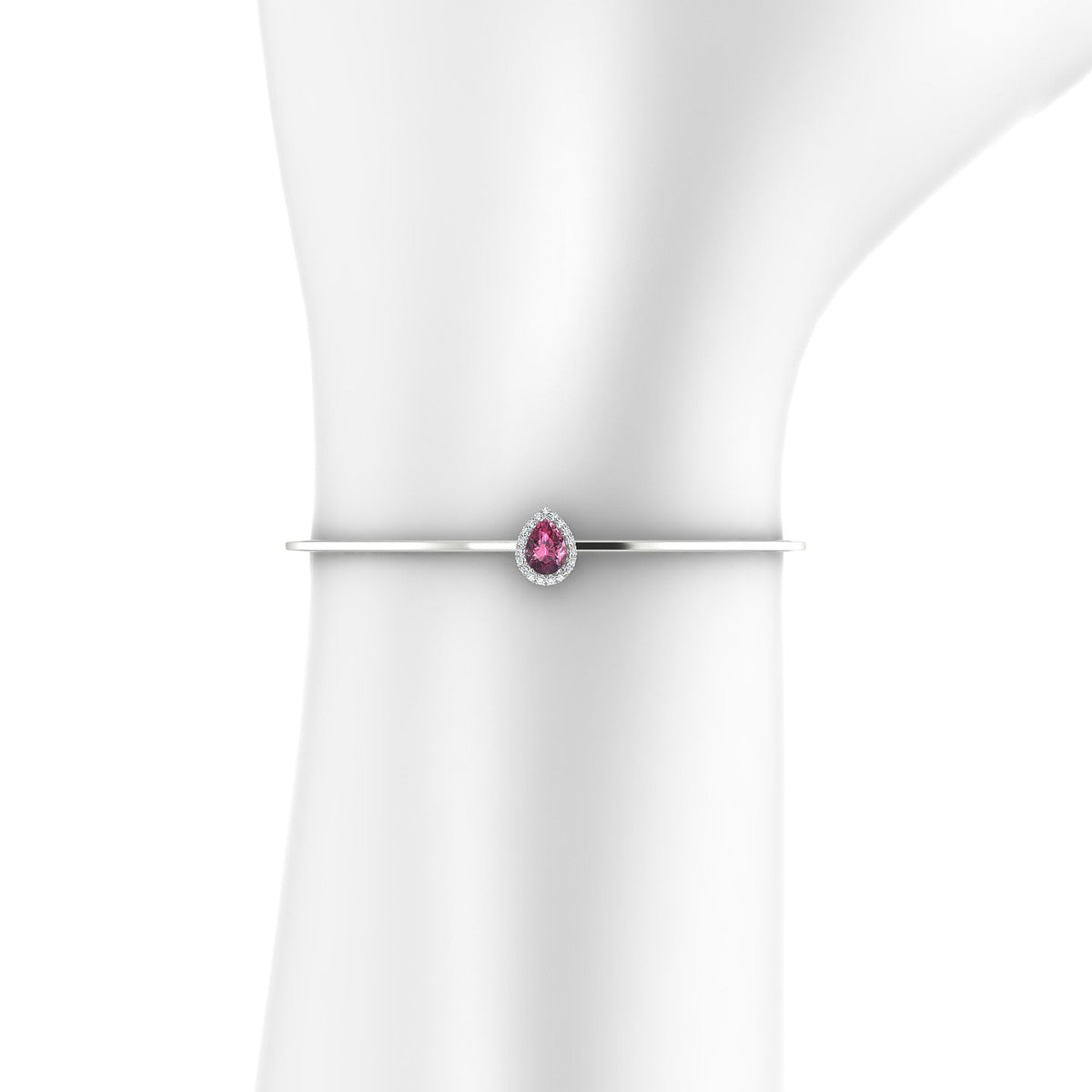 Solar | 18k White Gold 7 x 5 mm Pear Rhodolite Bangle