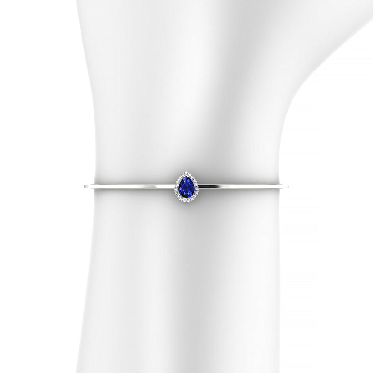 Solar | 18k White Gold 7 x 5 mm Pear Sapphire Bangle