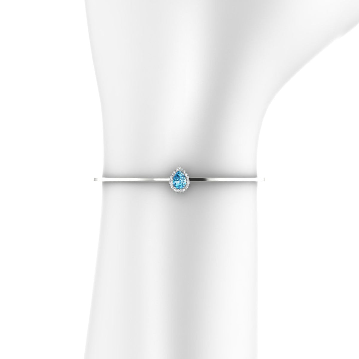Solar | 18k White Gold 7 x 5 mm Pear Topaz Bangle