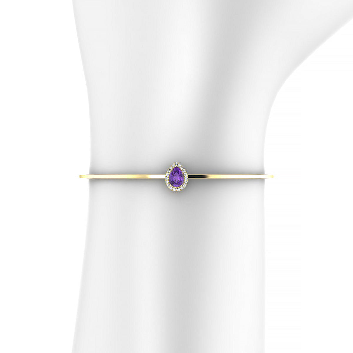 Solar | 18k Yellow Gold 7 x 5 mm Pear Amethyst Bangle
